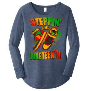 Steppin Into Juneteenth Sneaker Gym Shoes Celebrate Juneteenth Women's Perfect Tri Tunic Long Sleeve Shirt