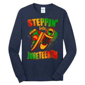 Steppin Into Juneteenth Sneaker Gym Shoes Celebrate Juneteenth Tall Long Sleeve T-Shirt