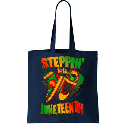 Steppin Into Juneteenth Sneaker Gym Shoes Celebrate Juneteenth Tote Bag