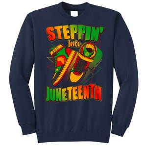 Steppin Into Juneteenth Sneaker Gym Shoes Celebrate Juneteenth Tall Sweatshirt