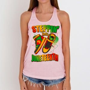 Steppin Into Juneteenth Sneaker Gym Shoes Celebrate Juneteenth Women's Knotted Racerback Tank