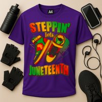 Steppin Into Juneteenth Sneaker Gym Shoes Celebrate Juneteenth Cooling Performance Crew T-Shirt