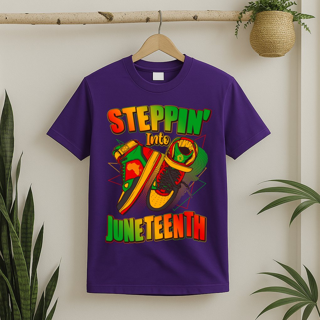 Steppin Into Juneteenth Sneaker Gym Shoes Celebrate Juneteenth T-Shirt