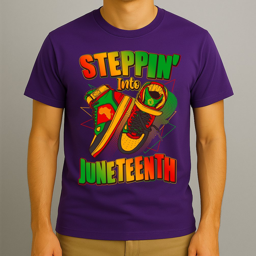 Steppin Into Juneteenth Sneaker Gym Shoes Celebrate Juneteenth T-Shirt