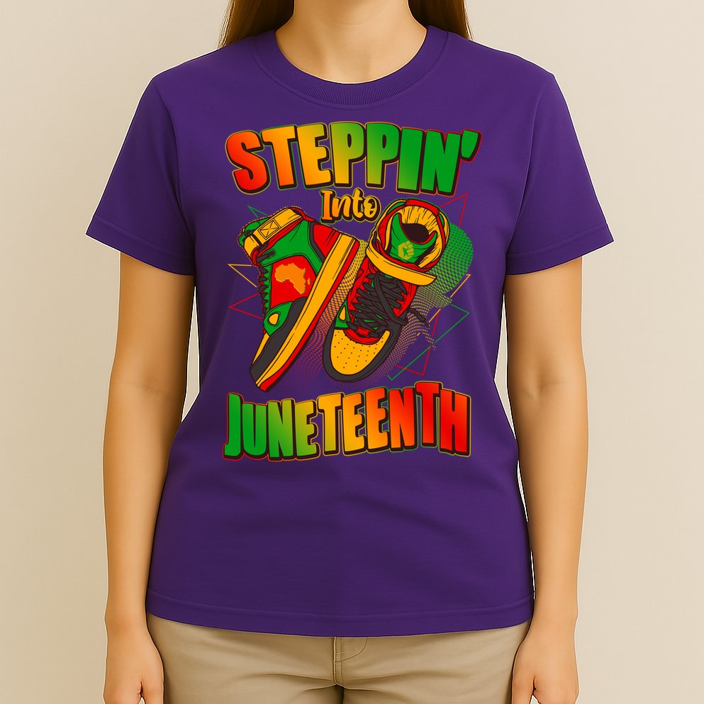 Steppin Into Juneteenth Sneaker Gym Shoes Celebrate Juneteenth T-Shirt