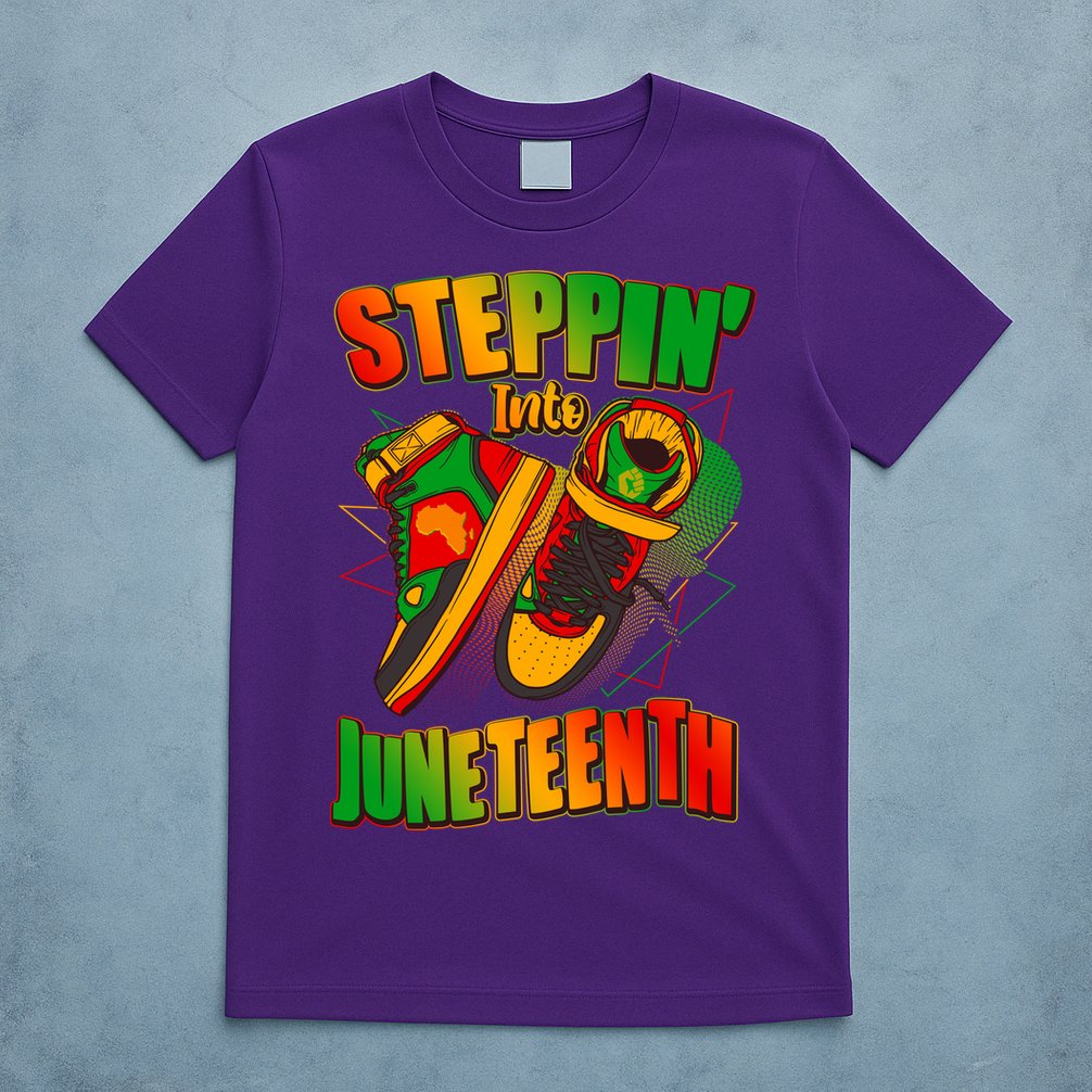 Steppin Into Juneteenth Sneaker Gym Shoes Celebrate Juneteenth T-Shirt