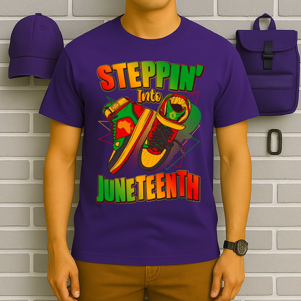 Steppin Into Juneteenth Sneaker Gym Shoes Celebrate Juneteenth T-Shirt