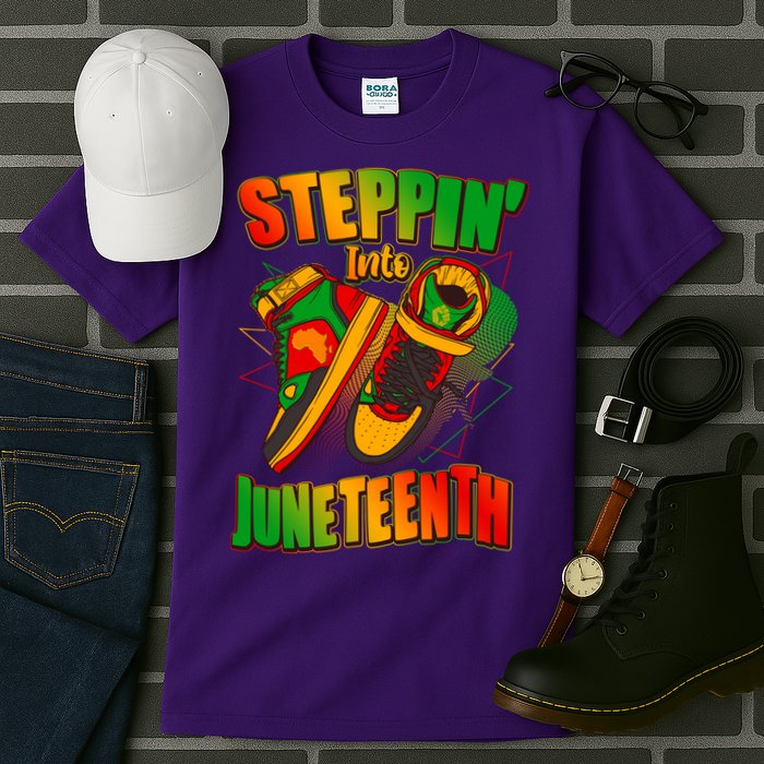 Steppin Into Juneteenth Sneaker Gym Shoes Celebrate Juneteenth Tall T-Shirt