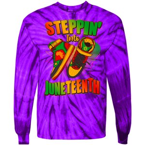 Steppin Into Juneteenth Sneaker Gym Shoes Celebrate Juneteenth Tie-Dye Long Sleeve Shirt