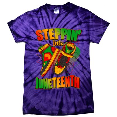 Steppin Into Juneteenth Sneaker Gym Shoes Celebrate Juneteenth Tie-Dye T-Shirt