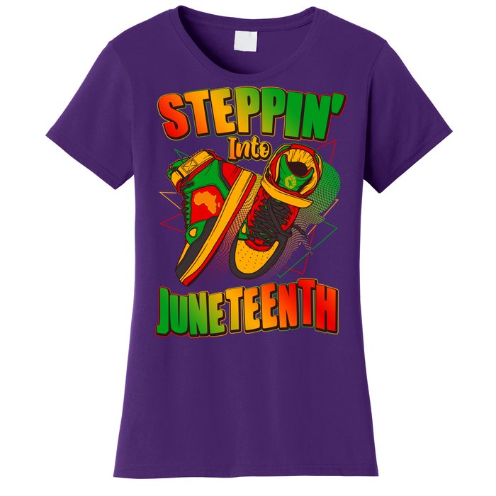 Steppin Into Juneteenth Sneaker Gym Shoes Celebrate Juneteenth Women's T-Shirt