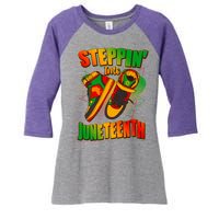 Steppin Into Juneteenth Sneaker Gym Shoes Celebrate Juneteenth Women's Tri-Blend 3/4-Sleeve Raglan Shirt