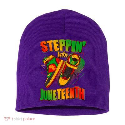 Steppin Into Juneteenth Sneaker Gym Shoes Celebrate Juneteenth Short Acrylic Beanie