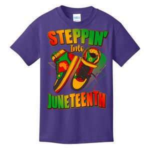 Steppin Into Juneteenth Sneaker Gym Shoes Celebrate Juneteenth Kids T-Shirt