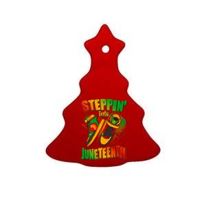 Steppin Into Juneteenth Sneaker Gym Shoes Celebrate Juneteenth Ceramic Tree Ornament