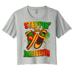 Steppin Into Juneteenth Sneaker Gym Shoes Celebrate Juneteenth Women's Crop Top Tee