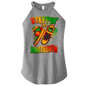 Steppin Into Juneteenth Sneaker Gym Shoes Celebrate Juneteenth Women's Perfect Tri Rocker Tank