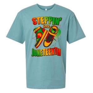 Steppin Into Juneteenth Sneaker Gym Shoes Celebrate Juneteenth Sueded Cloud Jersey T-Shirt