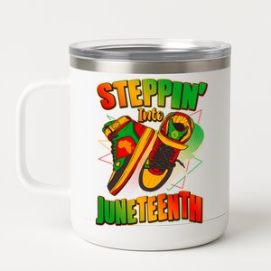 Steppin Into Juneteenth Sneaker Gym Shoes Celebrate Juneteenth 12 oz Stainless Steel Tumbler Cup