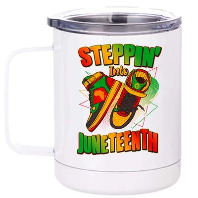 Steppin Into Juneteenth Sneaker Gym Shoes Celebrate Juneteenth 12 oz Stainless Steel Tumbler Cup