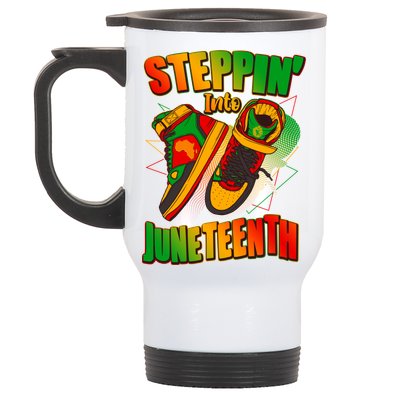 Steppin Into Juneteenth Sneaker Gym Shoes Celebrate Juneteenth Stainless Steel Travel Mug