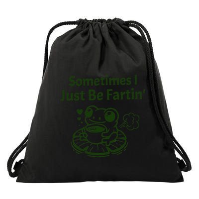 Sometimes I Just Be Farting Frog Meme .Png Drawstring Bag