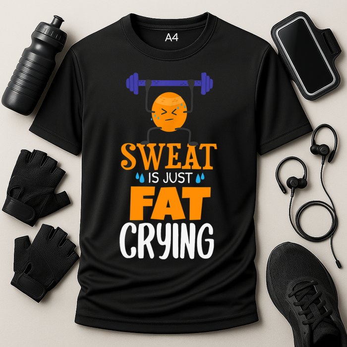 Sweat Is Just Fat Crying! Funny gym workout Cooling Performance Crew T-Shirt