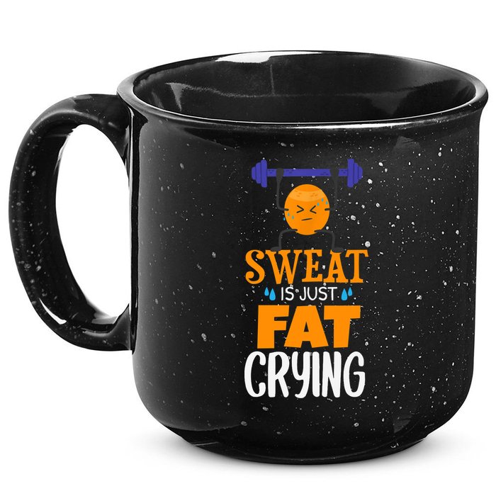 Sweat Is Just Fat Crying! Funny gym workout 15oz Campfire Ceramic Mug