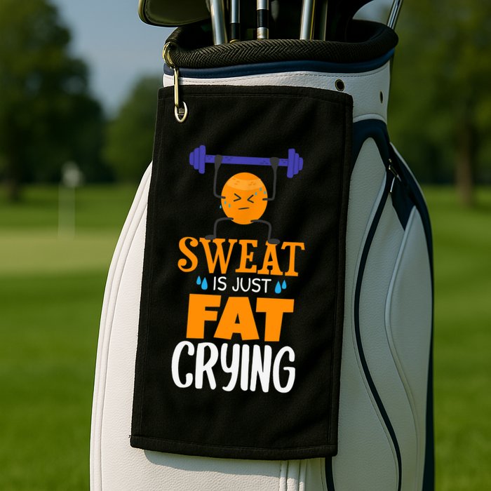 Sweat Is Just Fat Crying! Funny gym workout Golf Towel