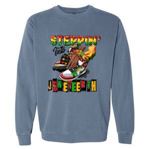 Stepping Into Juneteenth African American Black Shoes Cool Gift Garment-Dyed Sweatshirt