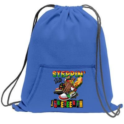 Stepping Into Juneteenth African American Black Shoes Cool Gift Sweatshirt Cinch Pack Bag