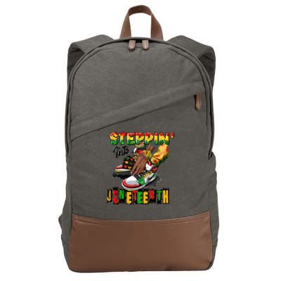 Stepping Into Juneteenth African American Black Shoes Cool Gift Cotton Canvas Backpack