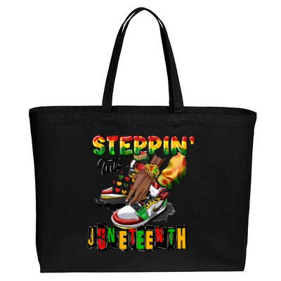 Stepping Into Juneteenth African American Black Shoes Cool Gift Cotton Canvas Jumbo Tote