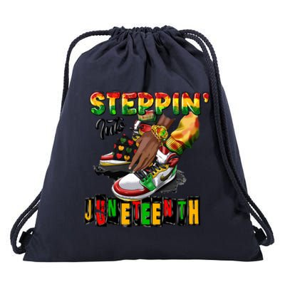 Stepping Into Juneteenth African American Black Shoes Cool Gift Drawstring Bag