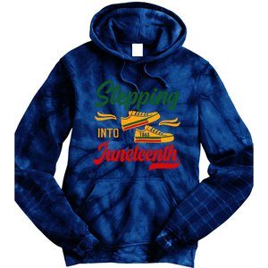 Stepping Into Juneteenth 1865 Black History Month Black Proud Africa Tie Dye Hoodie