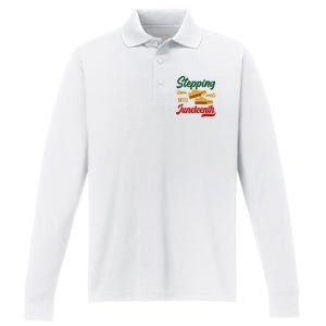 Stepping Into Juneteenth 1865 Black History Month Black Proud Africa Performance Long Sleeve Polo