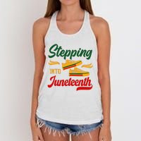 Stepping Into Juneteenth 1865 Black History Month Black Proud Africa Women's Knotted Racerback Tank