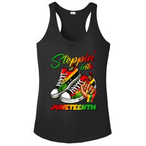 Stepping Into Juneteenth Afro Woman Black Sneakers Ladies PosiCharge Competitor Racerback Tank