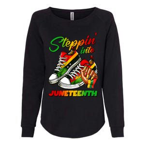 Stepping Into Juneteenth Afro Woman Black Sneakers Womens California Wash Sweatshirt