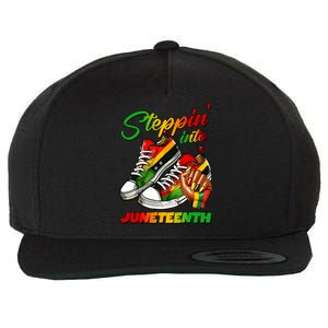 Stepping Into Juneteenth Afro Woman Black Sneakers Wool Snapback Cap