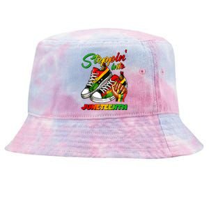 Stepping Into Juneteenth Afro Woman Black Sneakers Tie-Dyed Bucket Hat