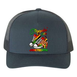 Stepping Into Juneteenth Afro Woman Black Sneakers Yupoong Adult 5-Panel Trucker Hat