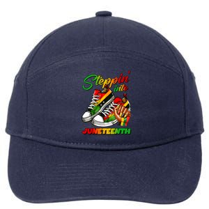 Stepping Into Juneteenth Afro Woman Black Sneakers 7-Panel Snapback Hat