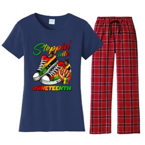 Stepping Into Juneteenth Afro Woman Black Sneakers Women's Flannel Pajama Set