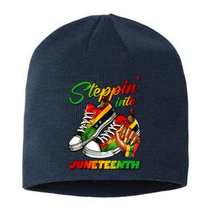 Stepping Into Juneteenth Afro Woman Black Sneakers Sustainable Beanie