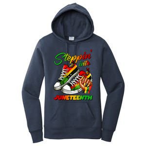 Stepping Into Juneteenth Afro Woman Black Sneakers Women's Pullover Hoodie