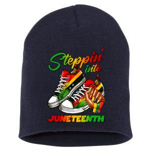 Stepping Into Juneteenth Afro Woman Black Sneakers Short Acrylic Beanie