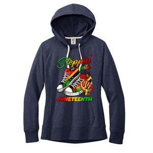 Stepping Into Juneteenth Afro Woman Black Sneakers Women's Fleece Hoodie