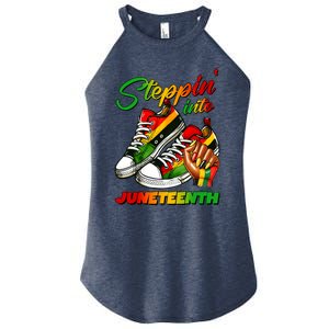 Stepping Into Juneteenth Afro Woman Black Sneakers Women's Perfect Tri Rocker Tank