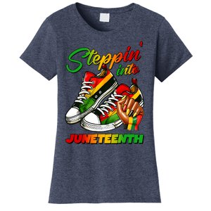 Stepping Into Juneteenth Afro Woman Black Sneakers Women's T-Shirt